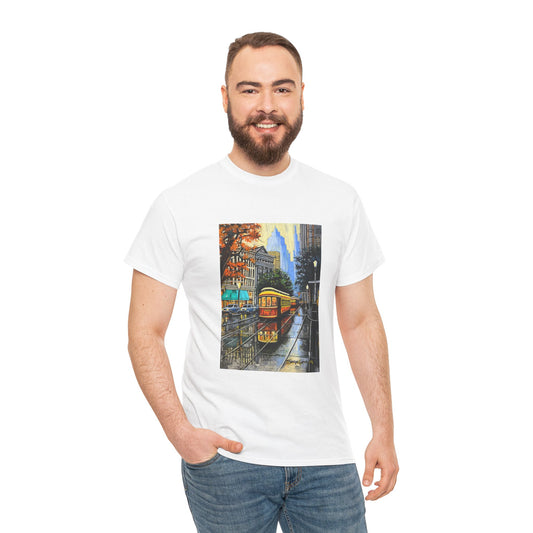 Cityscape in Rain Unisex Heavy Cotton Tee