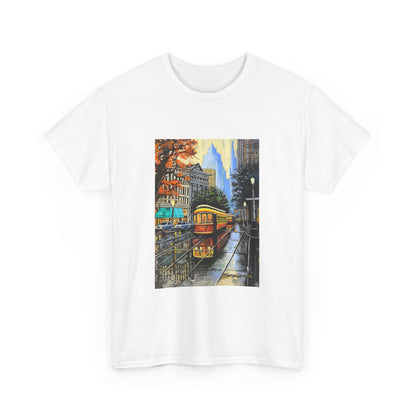 Cityscape in Rain Unisex Heavy Cotton Tee