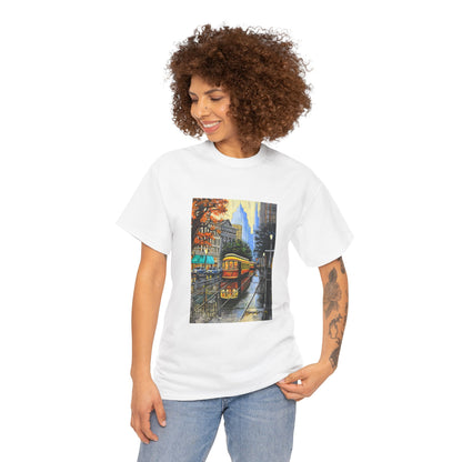 Cityscape in Rain Unisex Heavy Cotton Tee