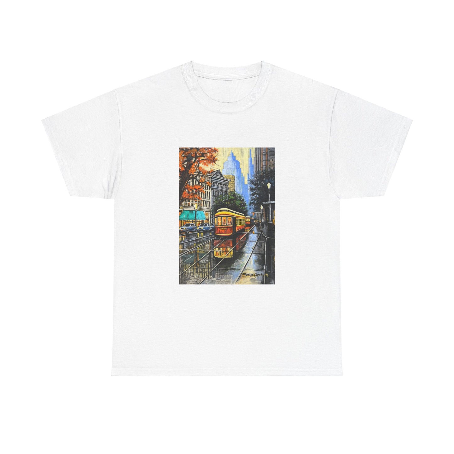 Cityscape in Rain Unisex Heavy Cotton Tee