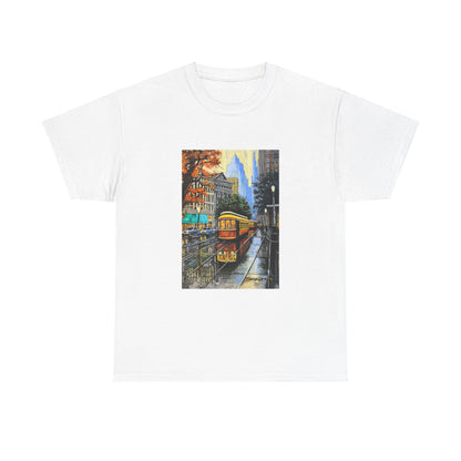 Cityscape in Rain Unisex Heavy Cotton Tee