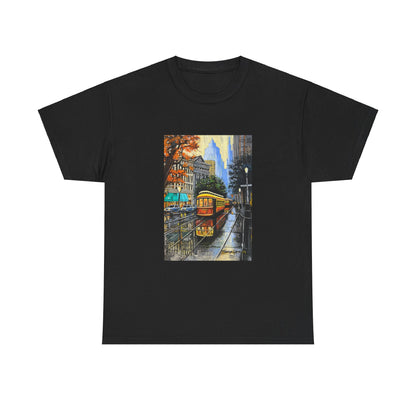 Cityscape in Rain Unisex Heavy Cotton Tee