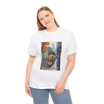 Cityscape in Rain Unisex Heavy Cotton Tee