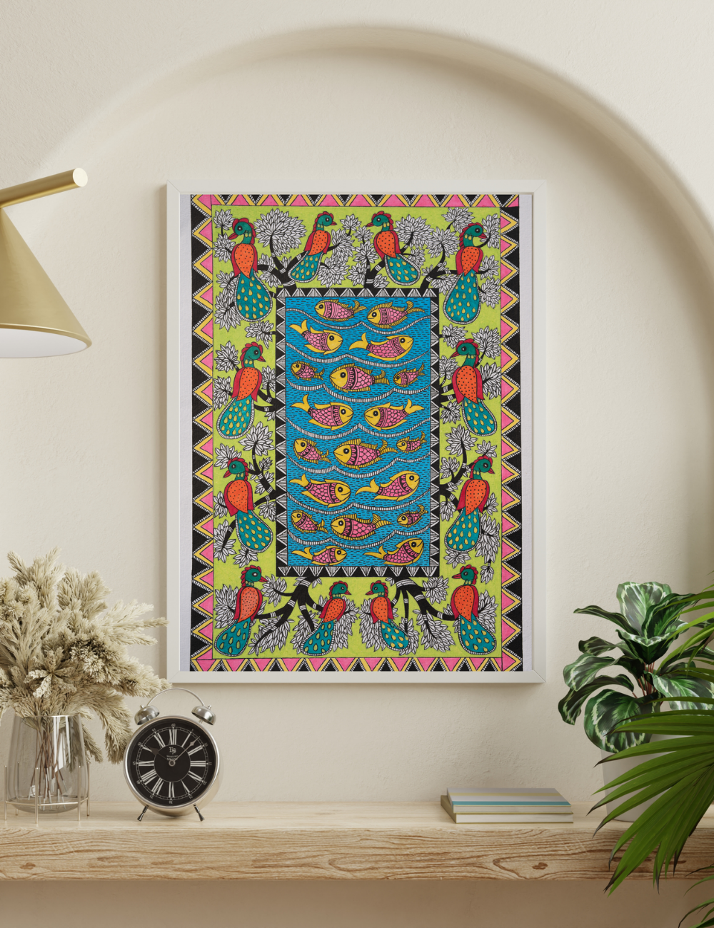 peacock and fishes