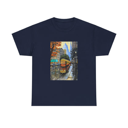 Cityscape in Rain Unisex Heavy Cotton Tee