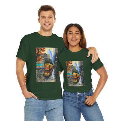 Cityscape in Rain Unisex Heavy Cotton Tee